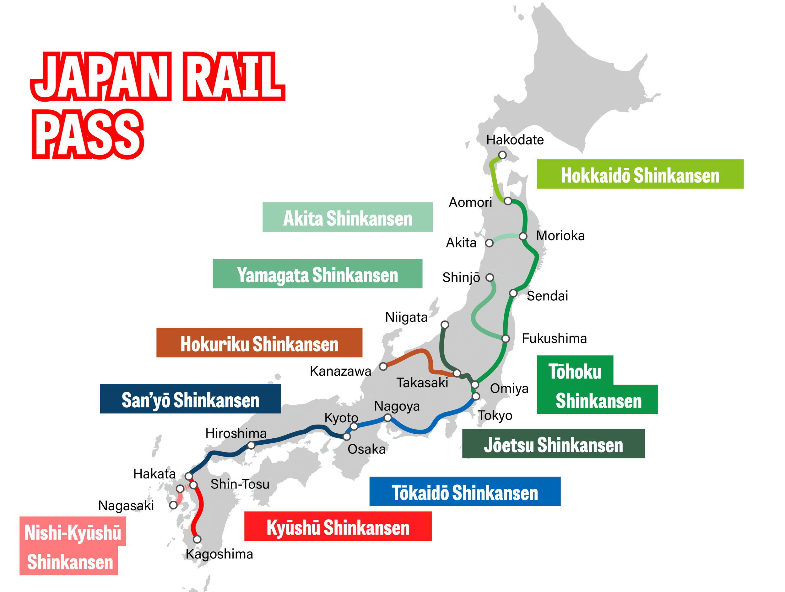Shinkansen japanese bullet train network routes lines
