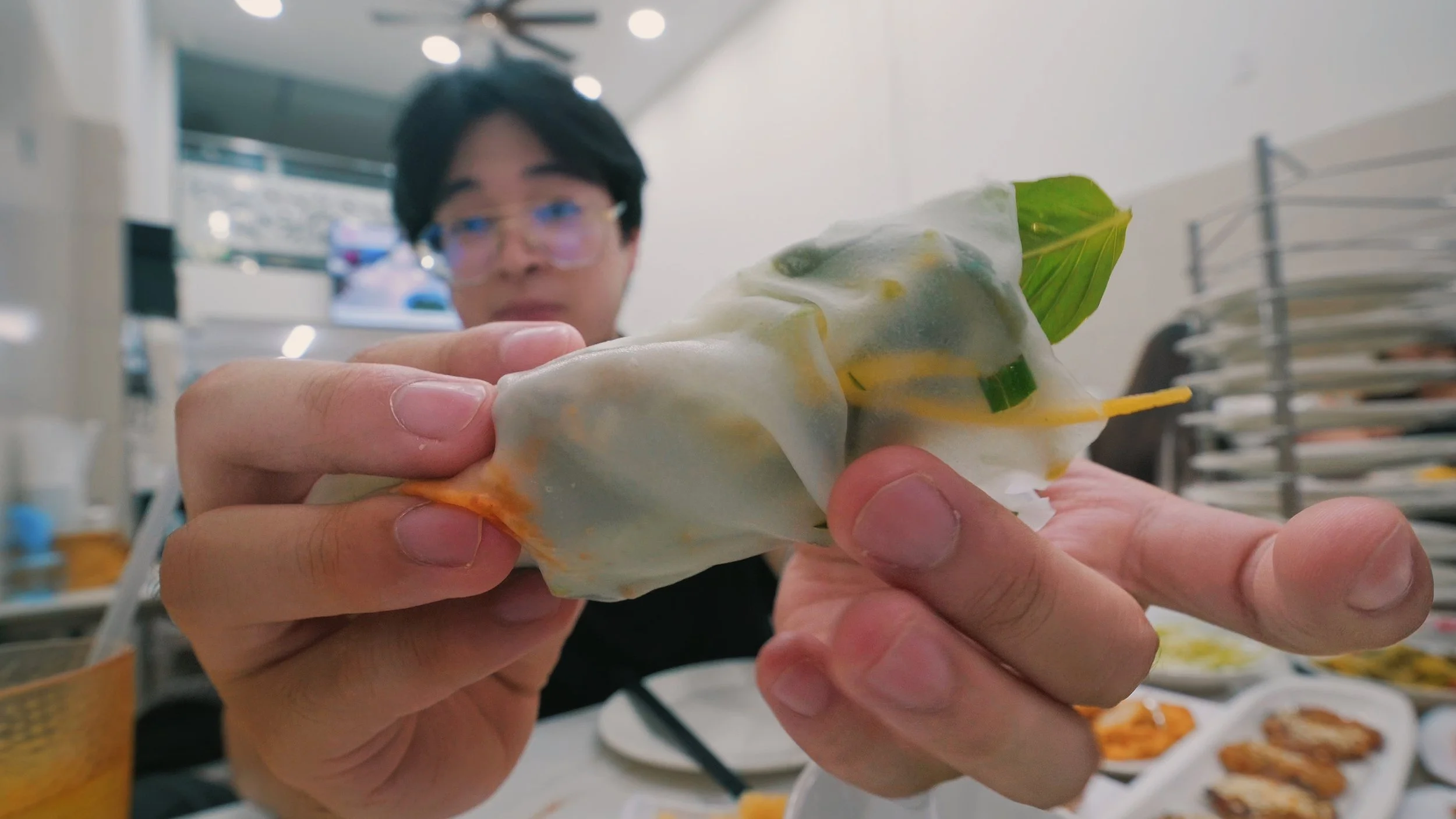 Street food in Ho Chi Minh City Vietnamese spring rolls banh cuon