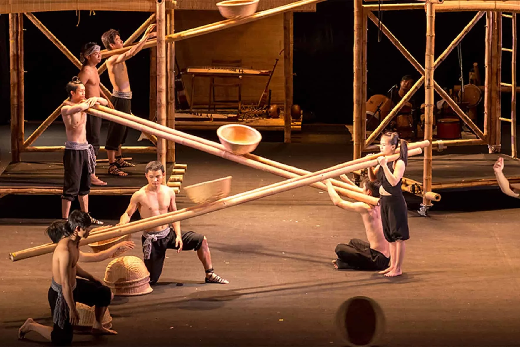 Ho Chi Minh City Vietnam AO Show opera house bamboo show
