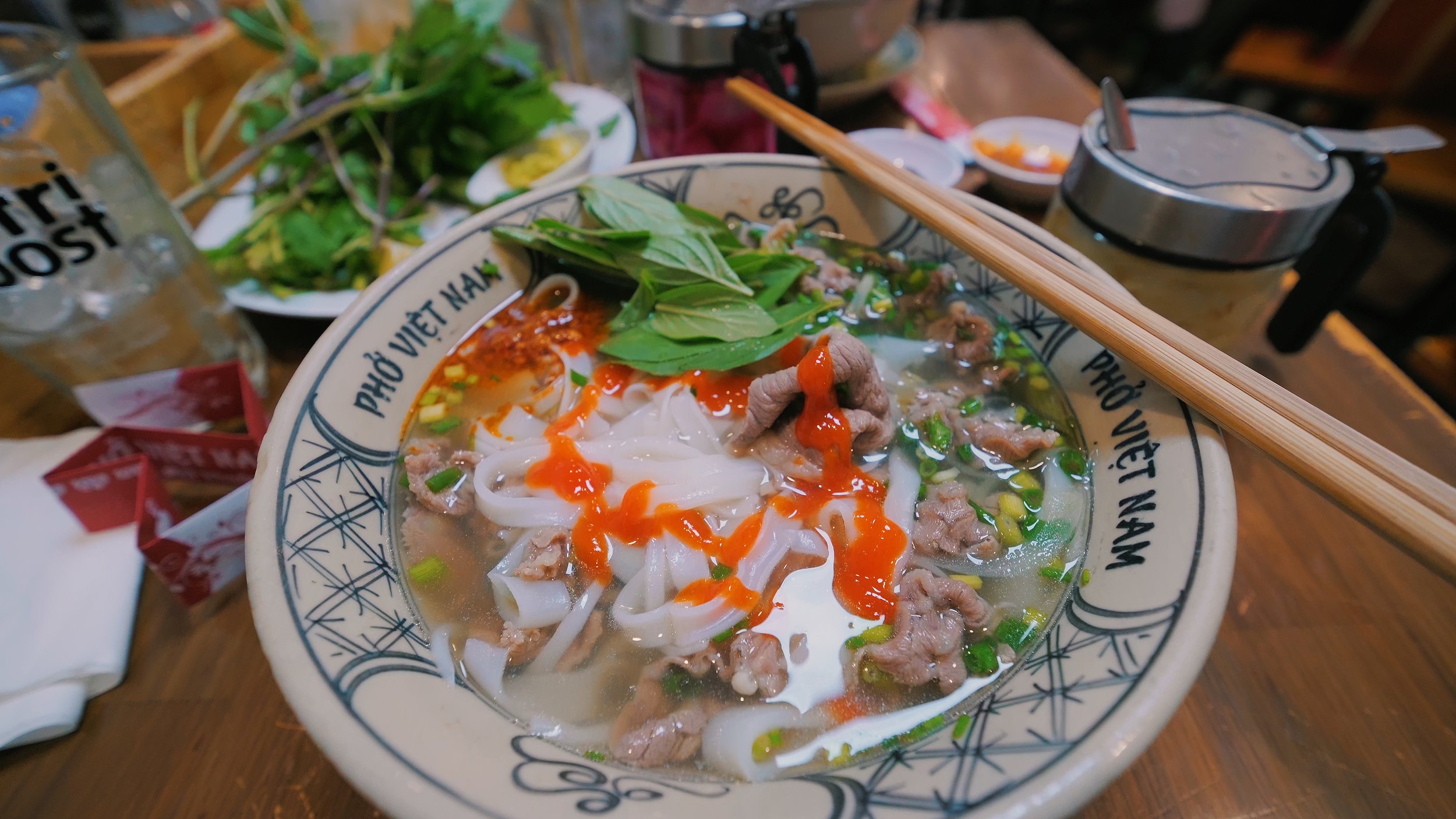 Street food in Ho Chi Minh City pho Vietnamese noodle soup