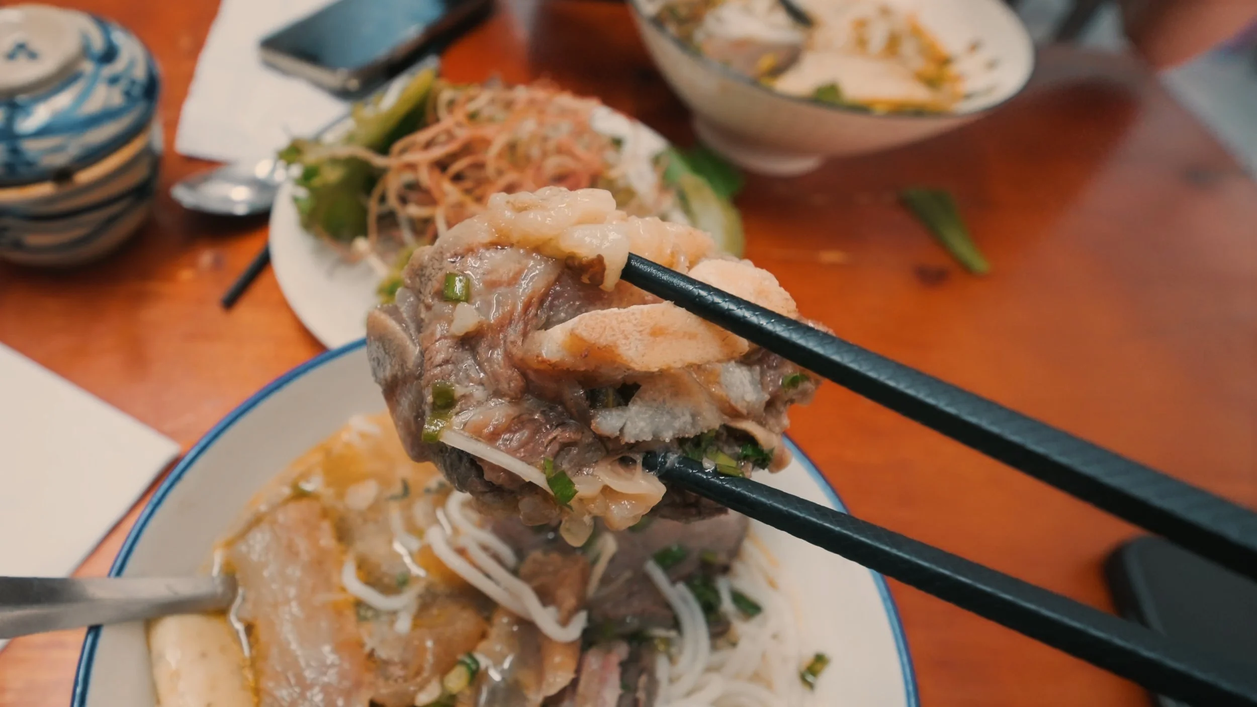 Street food in Ho Chi Minh City bun bo hue ty loan