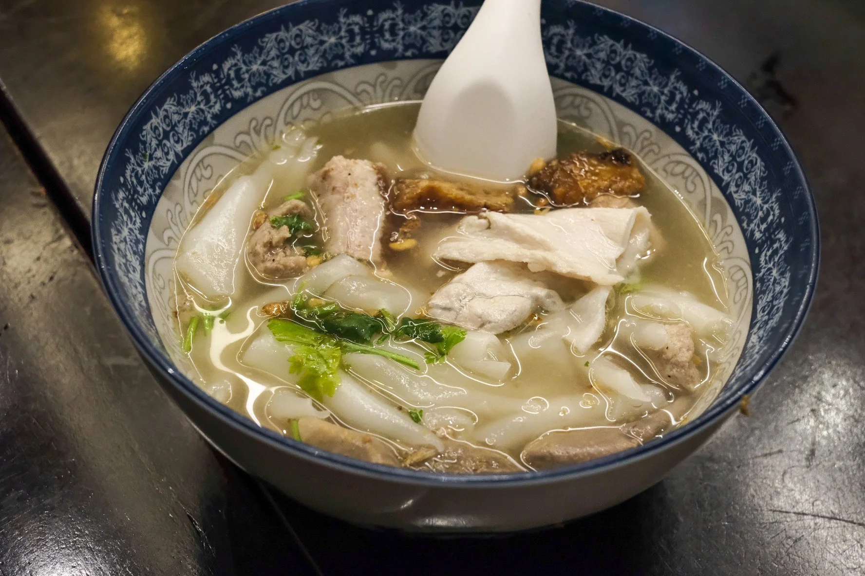 A bowl of kway chap rolled noodles in Yaowarat bangkok Nai Uan roll noodle