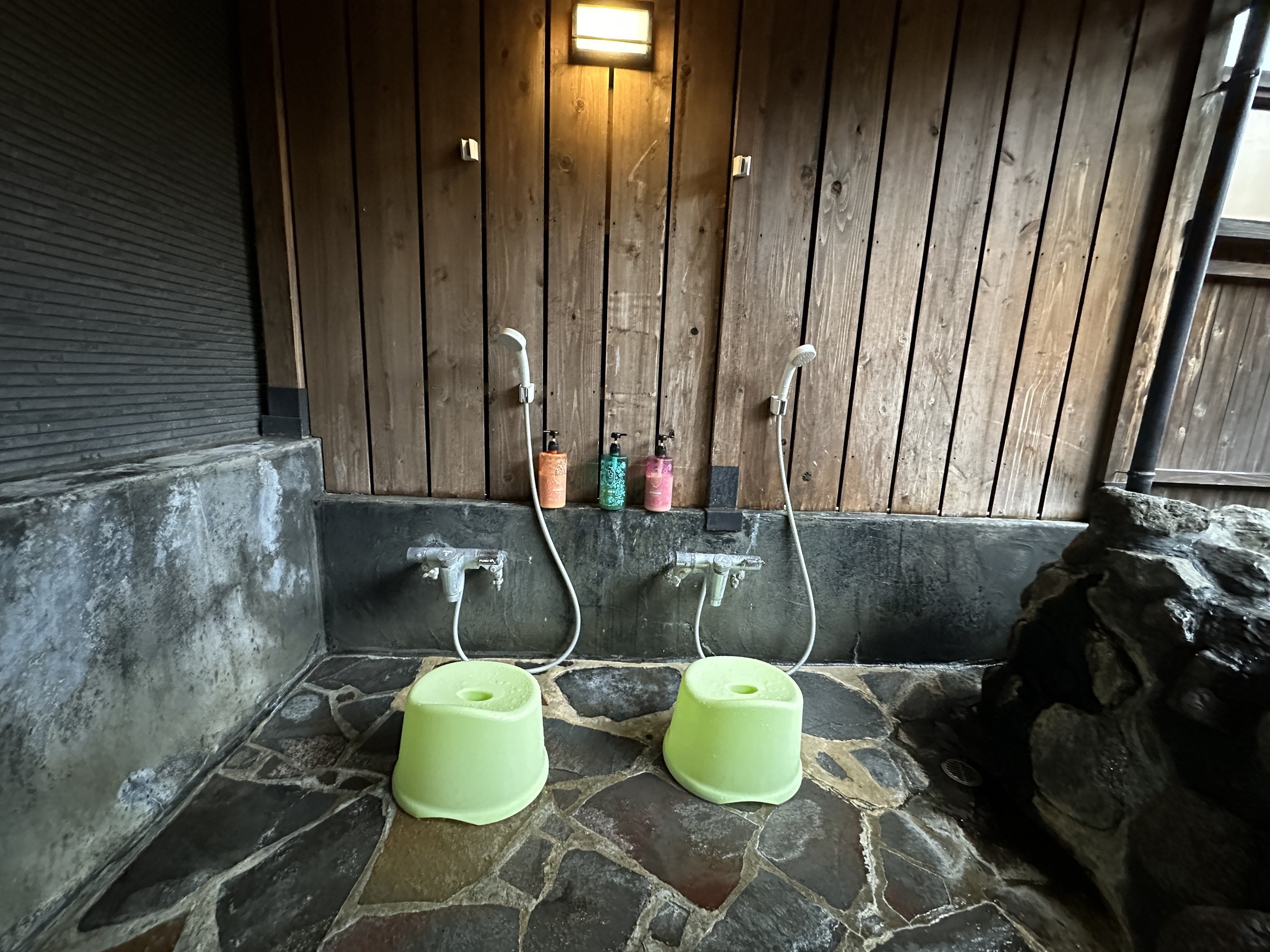 showers inside private onsen