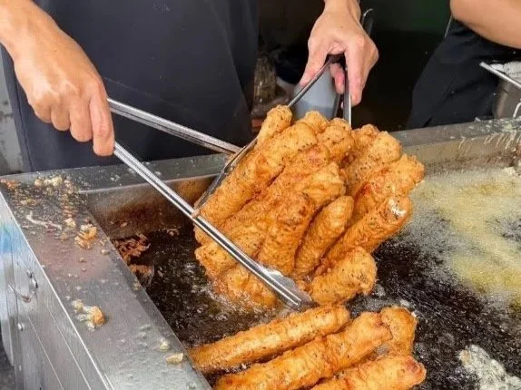 Street food in Ho Chi Minh City deep fried banana banh chuoi chien