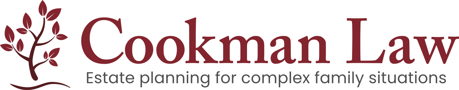 Logo of Cookman Law with a stylized tree and the tagline 'Estate planning for complex family situations'