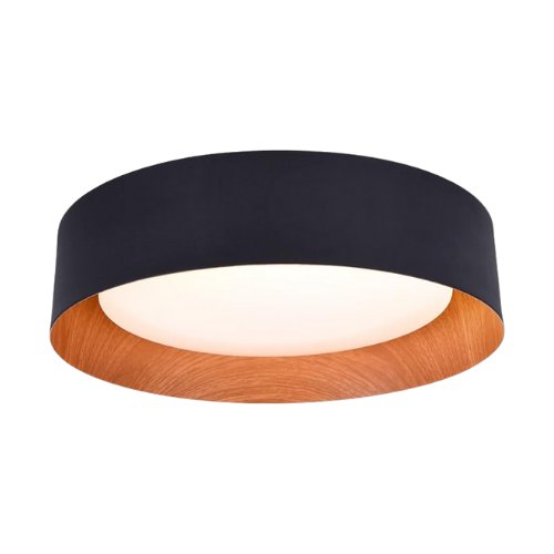 Flush Mount Ceiling Light Matte Black with Wood Accent.png