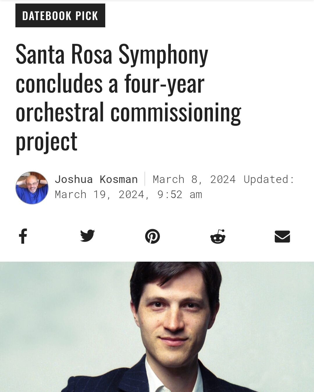 Many thanks to @sfchronicle @sfchronicle_datebook for bringing visibility to the First Symphony Project over the past 4 years. Tonight starts rehearsals for the final major commission by Michael Djupstrom at the @srsymphony - more here about this wee