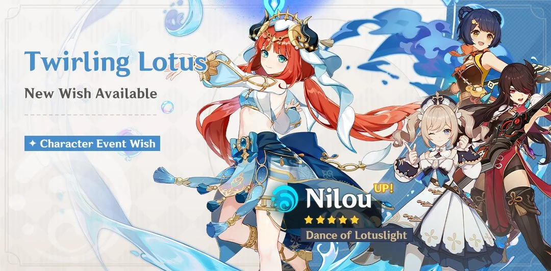 Event Wish "Twirling Lotus" - Boosted Drop Rate for "Dance of Lotuslight" Nilou (Hydro)!