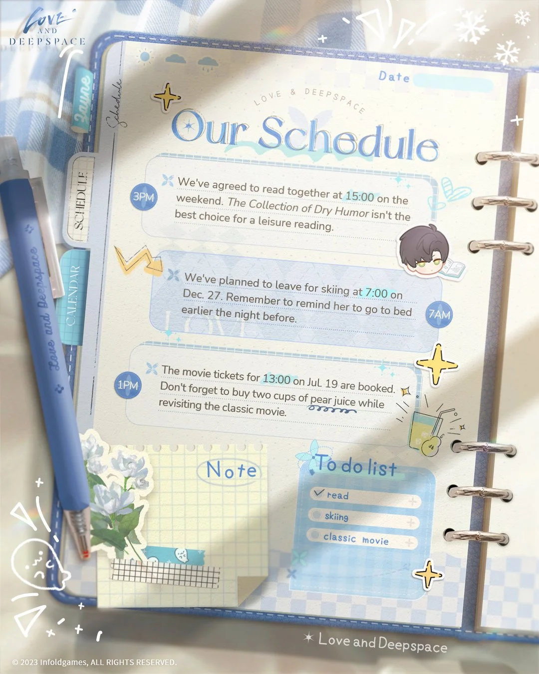 The traces of his care are hidden between the lines of the notebook.
