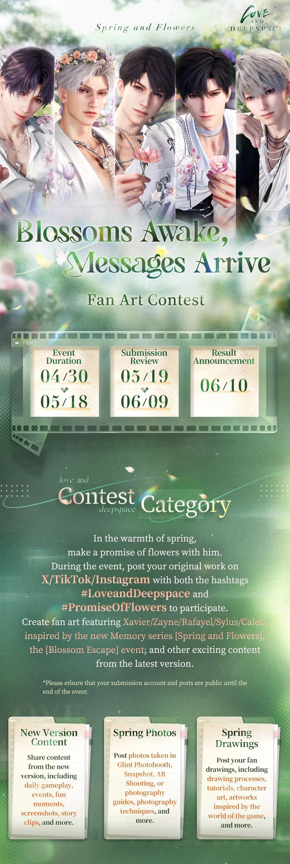 Love and Deepspace | [Blossoms Awake, Messages Arrive] Fan Art Contest