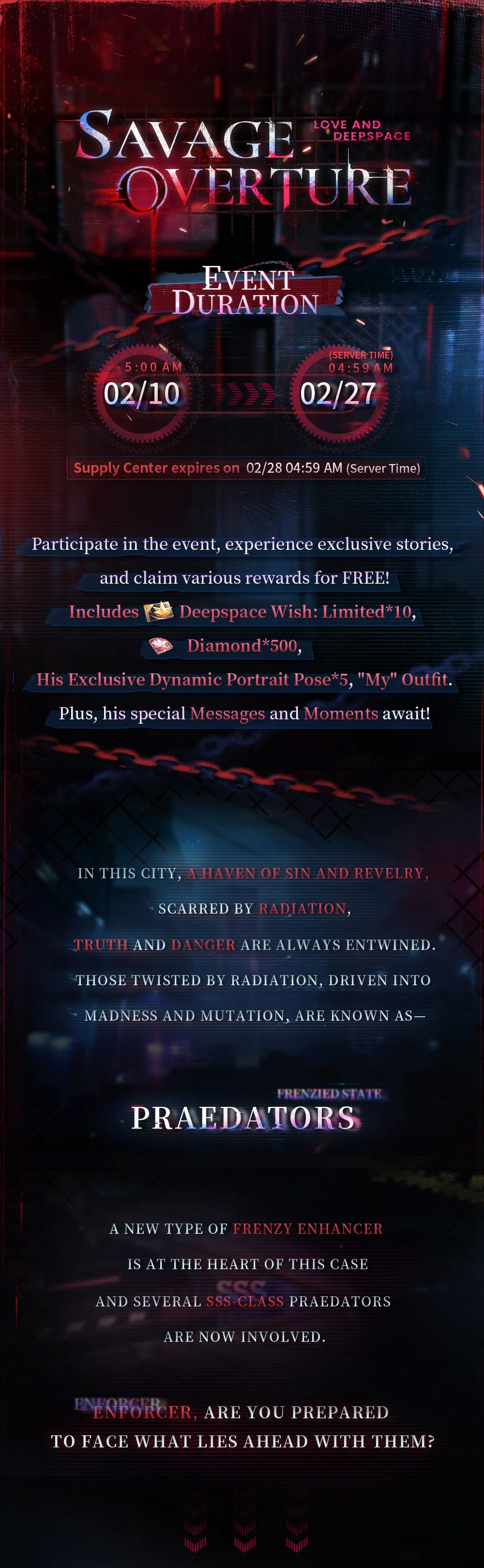 New limited event [Savage Overture] is coming soon!