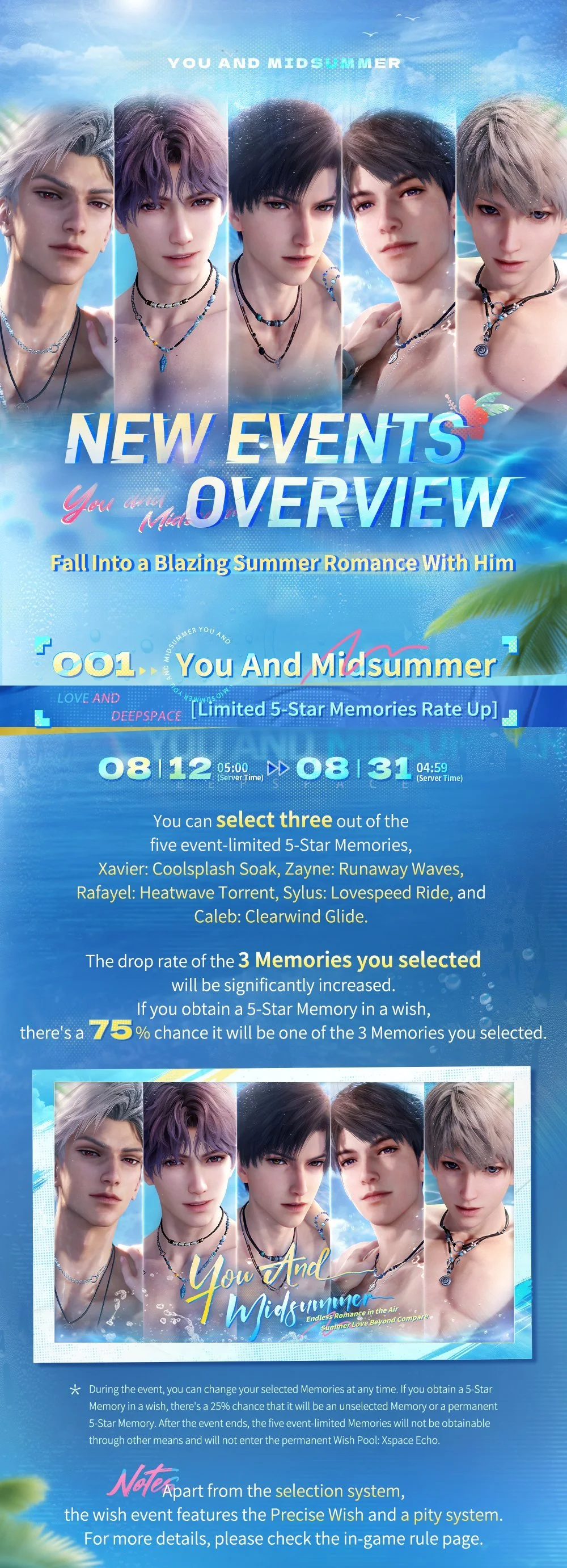 Chase the azure sea breeze, and feel your heartbeat rise with the summer heat.