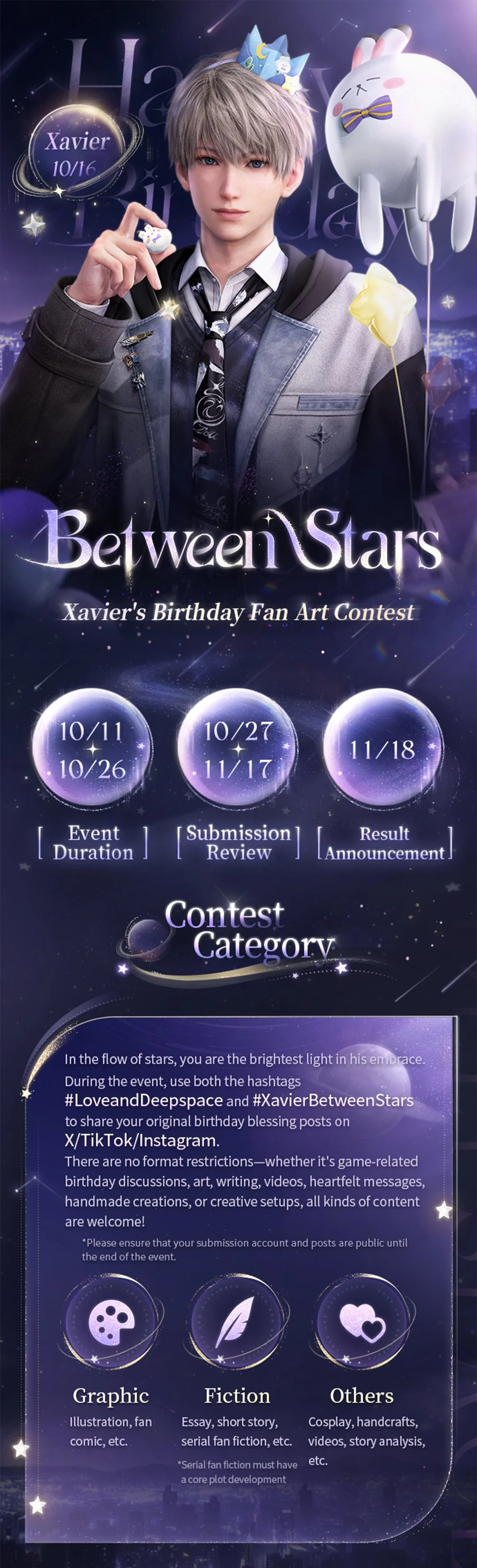 Love and Deepspace | Xavier's Birthday Fan Art Contest