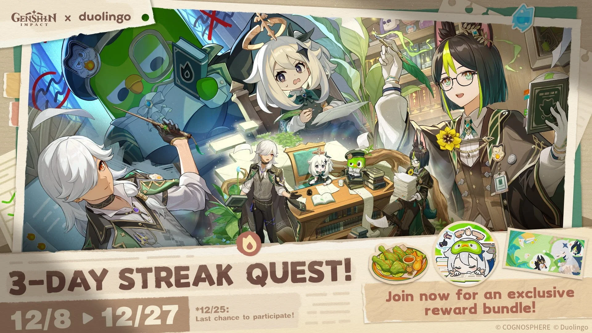 The Genshin Impact × Duolingo collaboration starts on December 8!