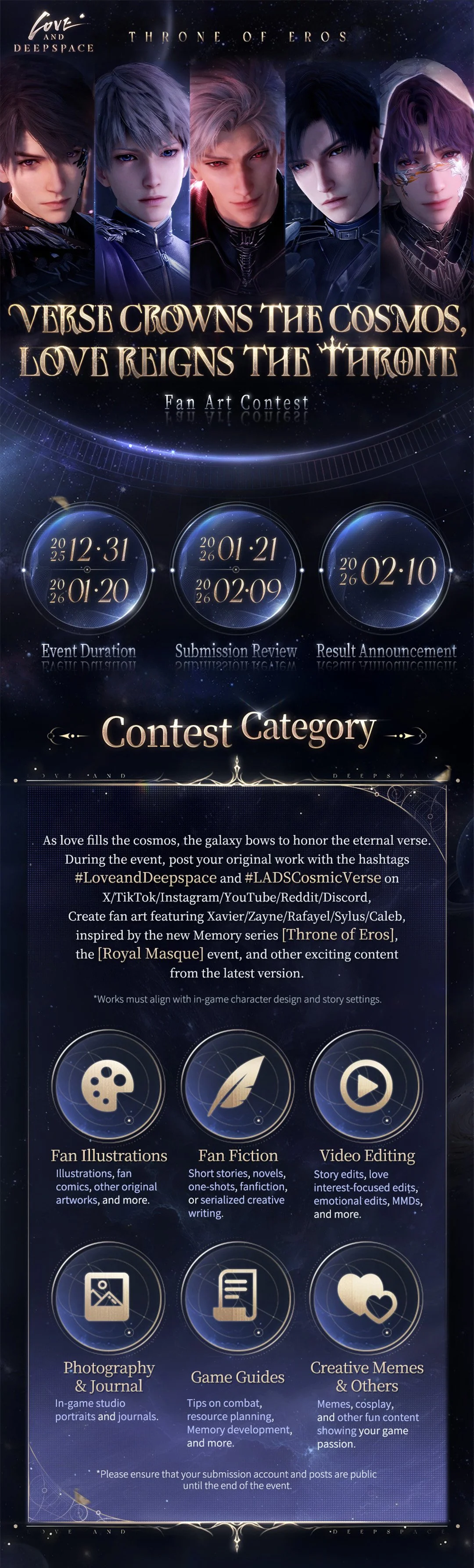 Love and Deepspace | [Verse Crowns the Cosmos, Love Reigns the Throne] Fan Art Contest