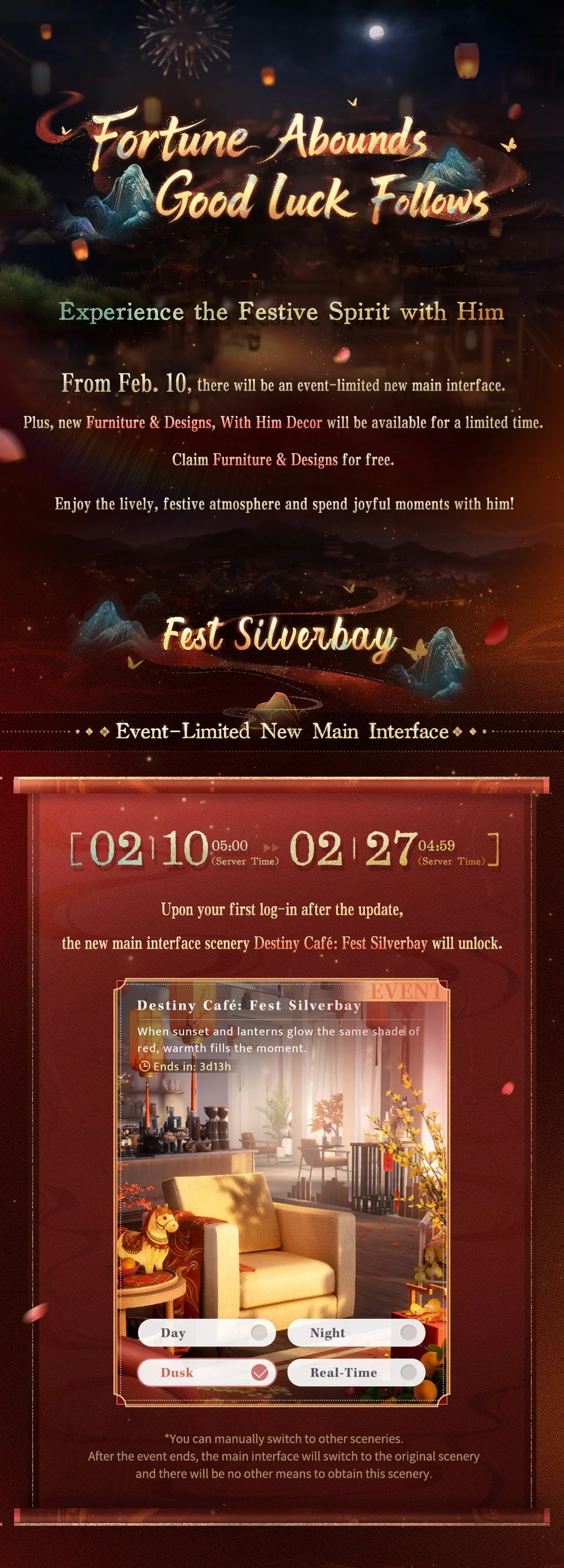 Fortune abounds, good luck follows. Get ready to share the festive moments with him!