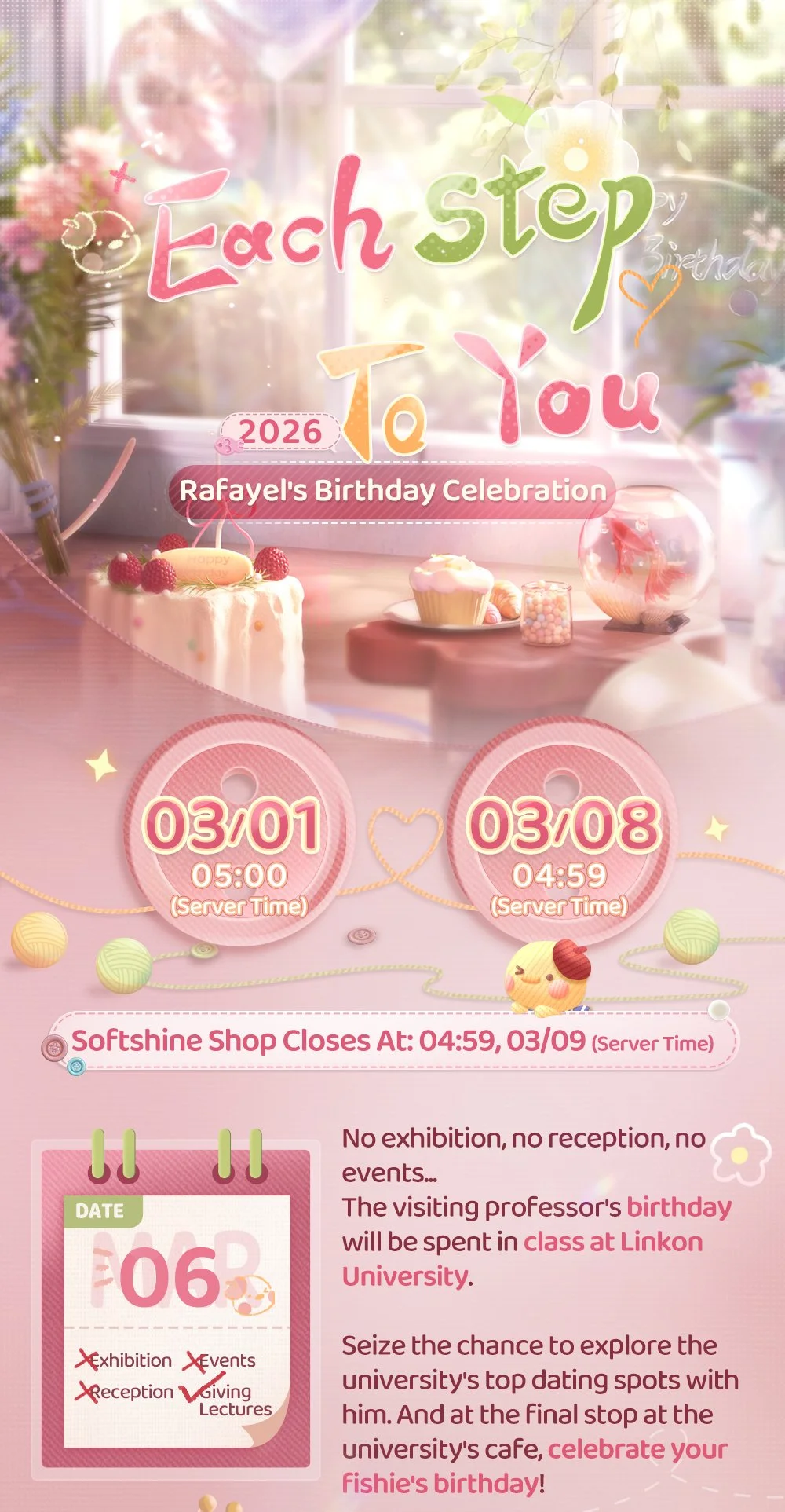 The visiting professor's birthday will be spent in class at Linkon University.