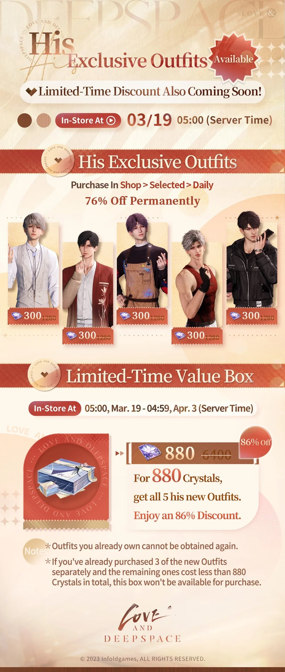 His Exclusive Outfits and new Accessories will be permanently available!