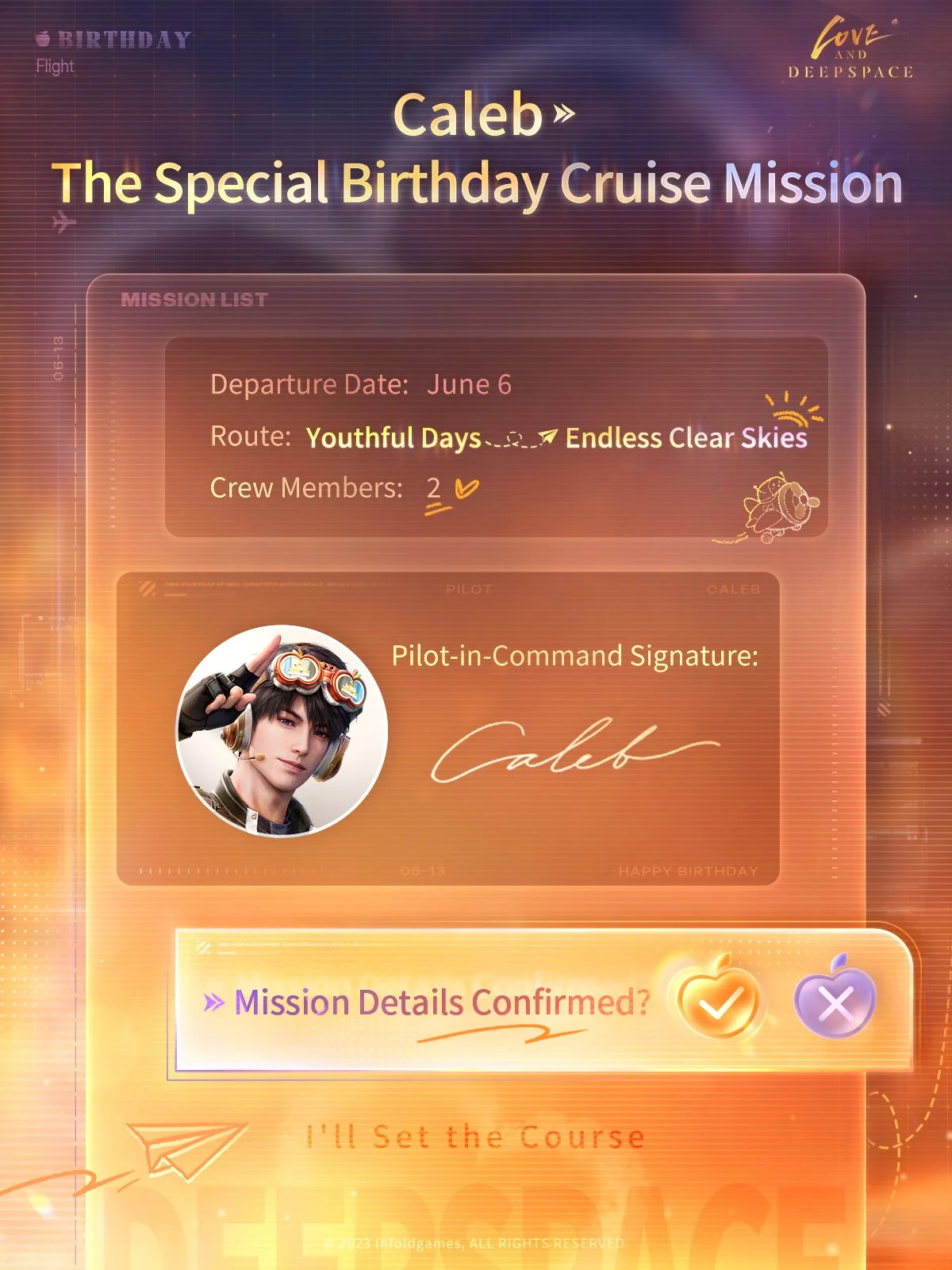Love and Deepspace Caleb Birthday Event: Soar Skyward with Caleb Cruise Mission Guide