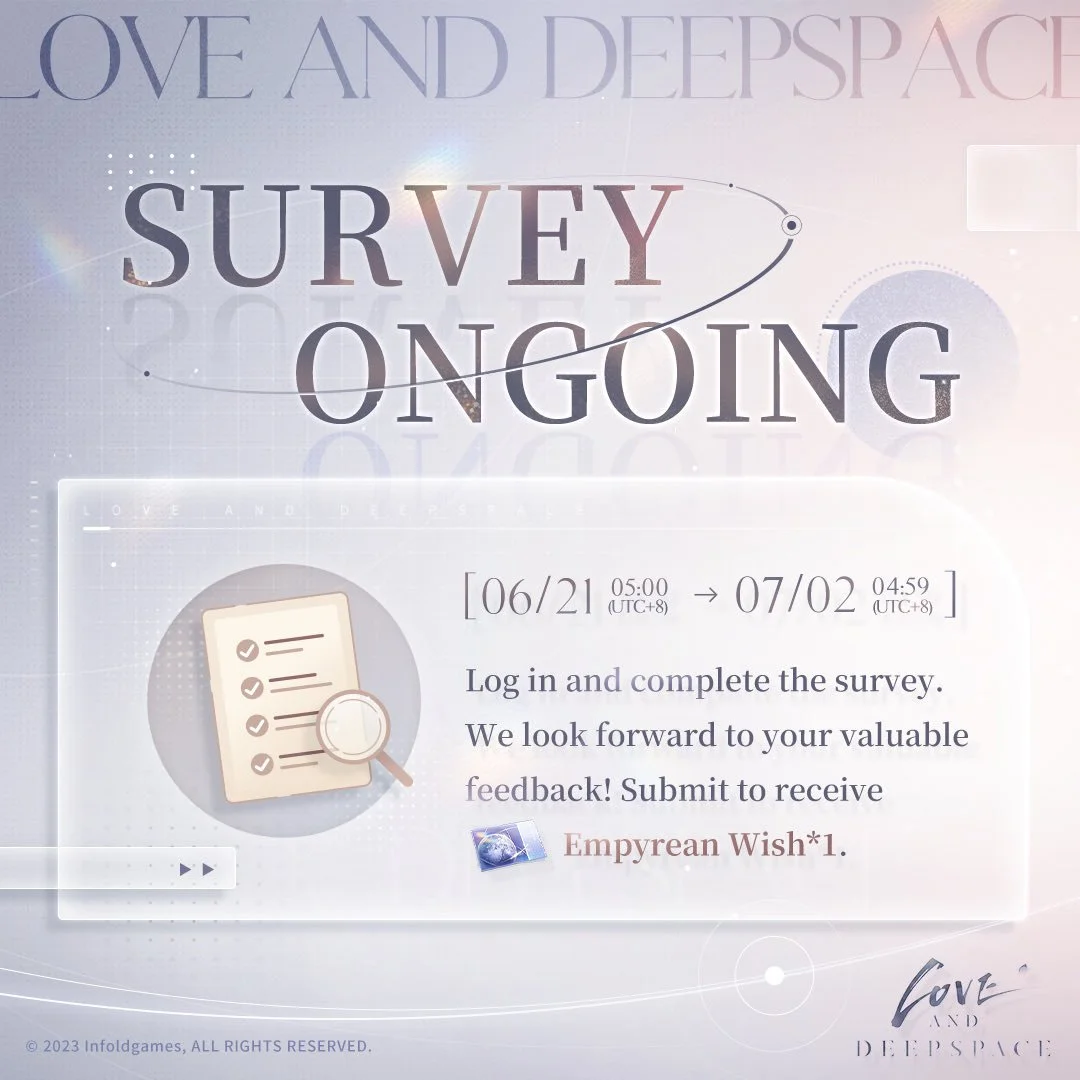 Love and Deepspace Limited-Time Survey Offers Free Empyrean Wish During Once Upon a Frame Event