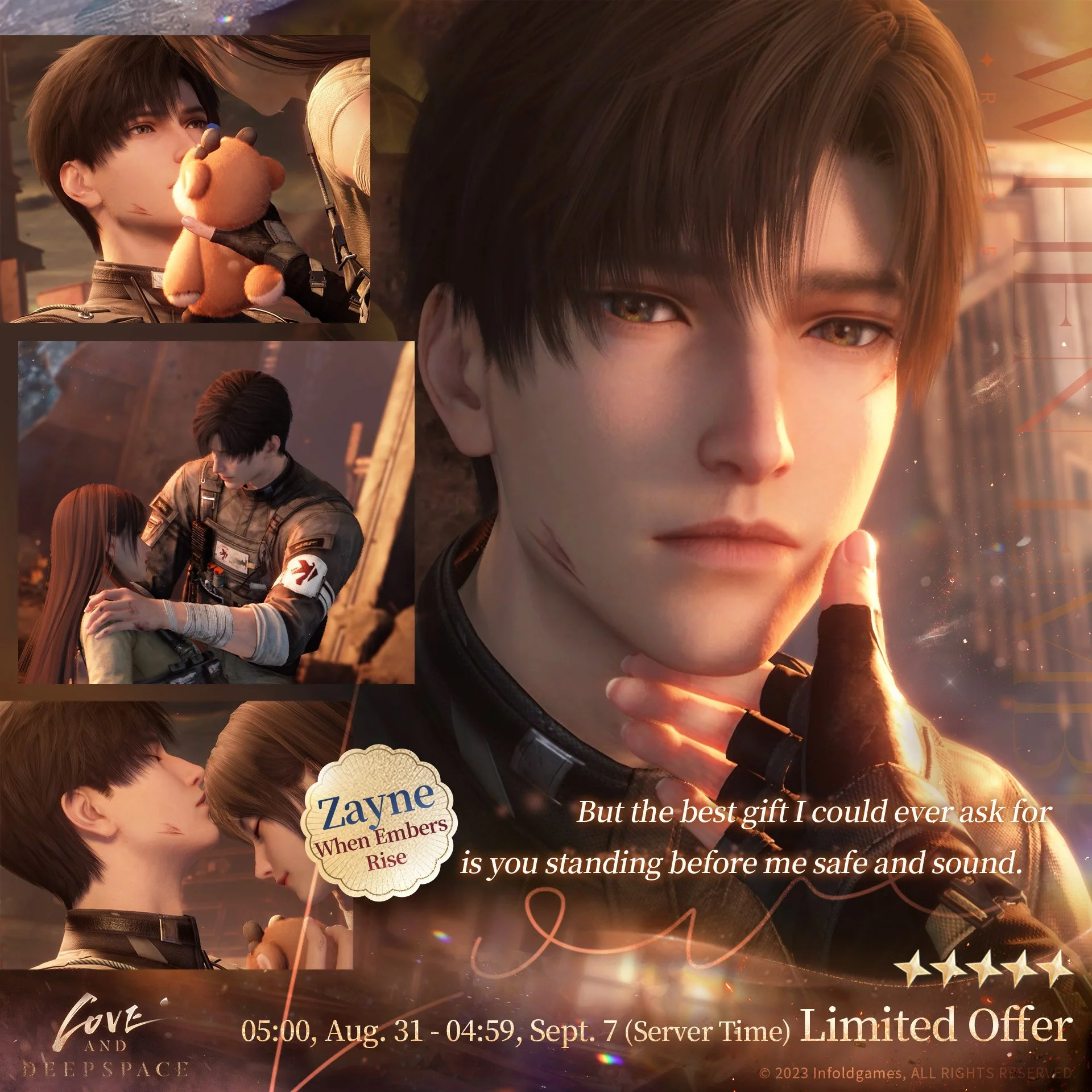 Love and Deepspace Zayne Birthday Event: When Embers Rise 5-Star Memory, Rewards and Dates