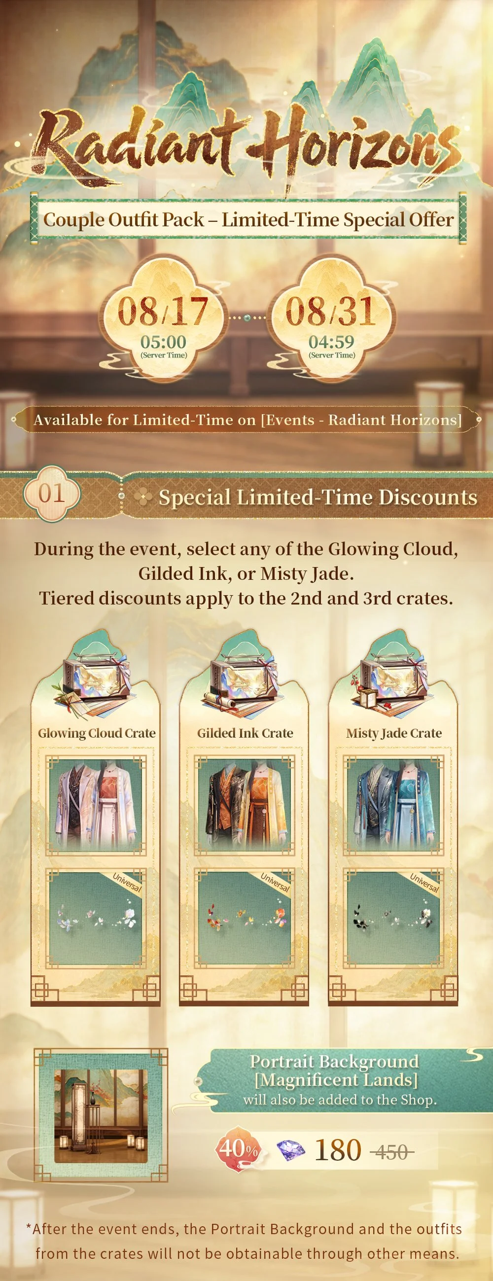 Love and Deepspace Radiant Horizons Event: Couple Outfits, Crates, and Portrait Background