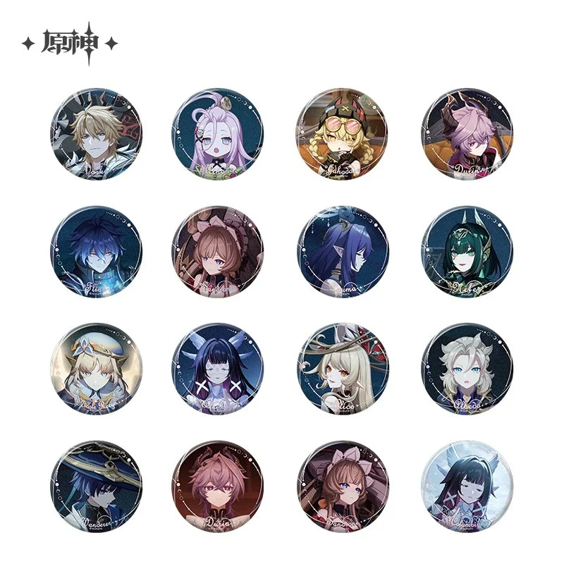 *Preorder* Genshin Impact Moonlit Ballad of The Night Series Metal Pin Button Badge Blindbox: Single Pull