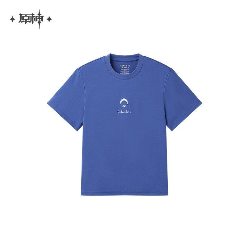 *Preorder* Genshin Impact Columbina Theme Impression Series Casual Short Sleeve T Shirt: Dark Blue