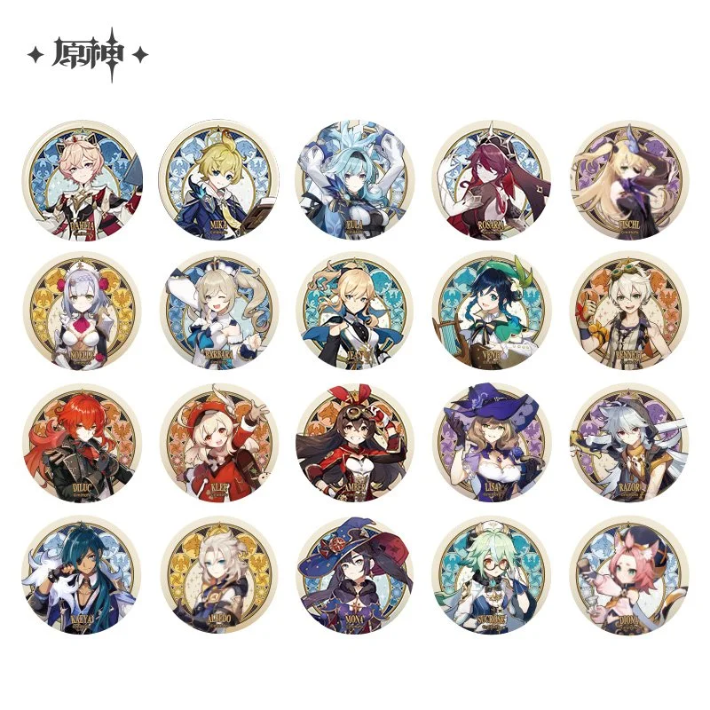 Badge Métal Genshin Impact 5x5 Cm - Collection Cosplay Anime - Accessoire Fan