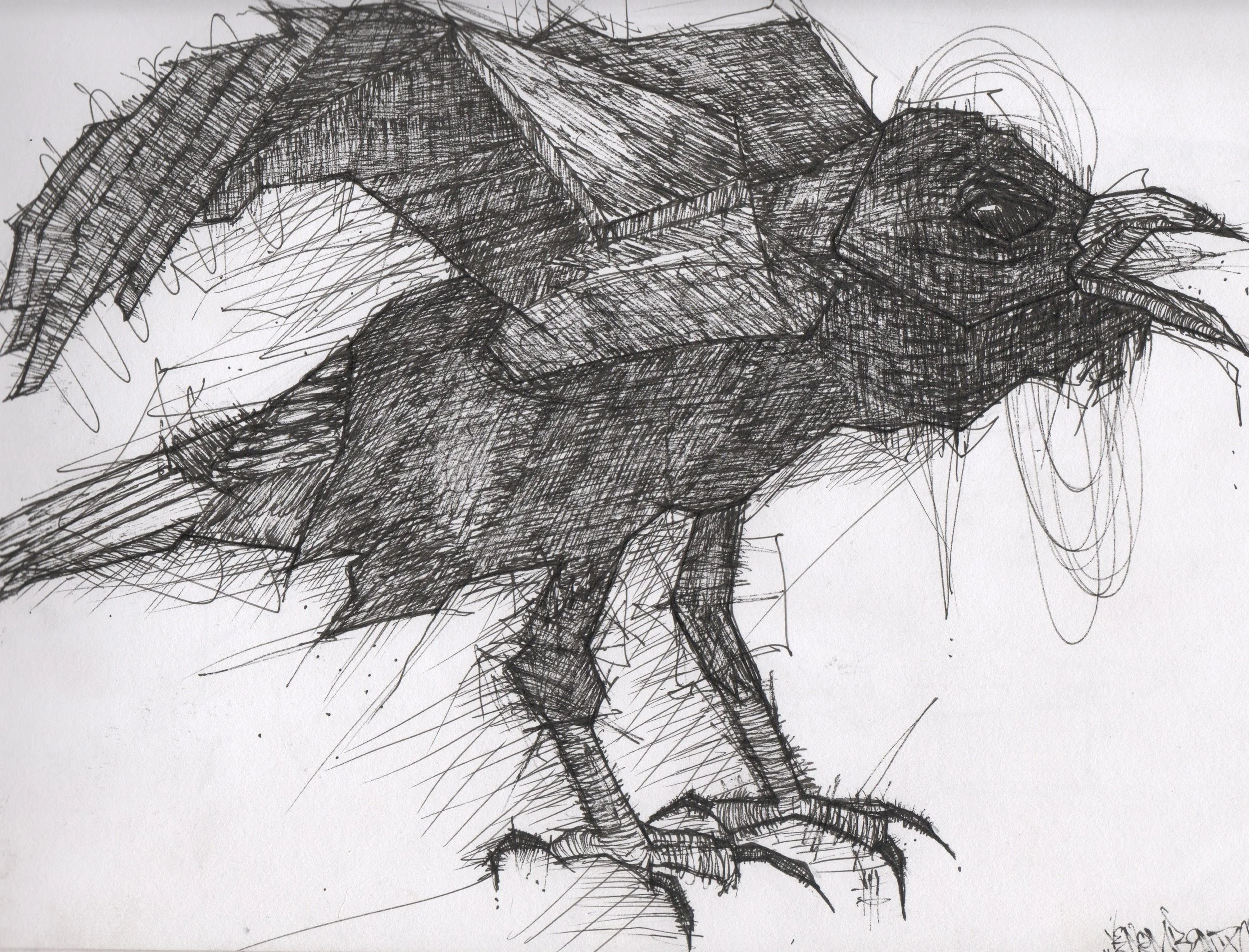 "Crow"
Technical pens on 9x12 sketch paper
Benno Levine 2022