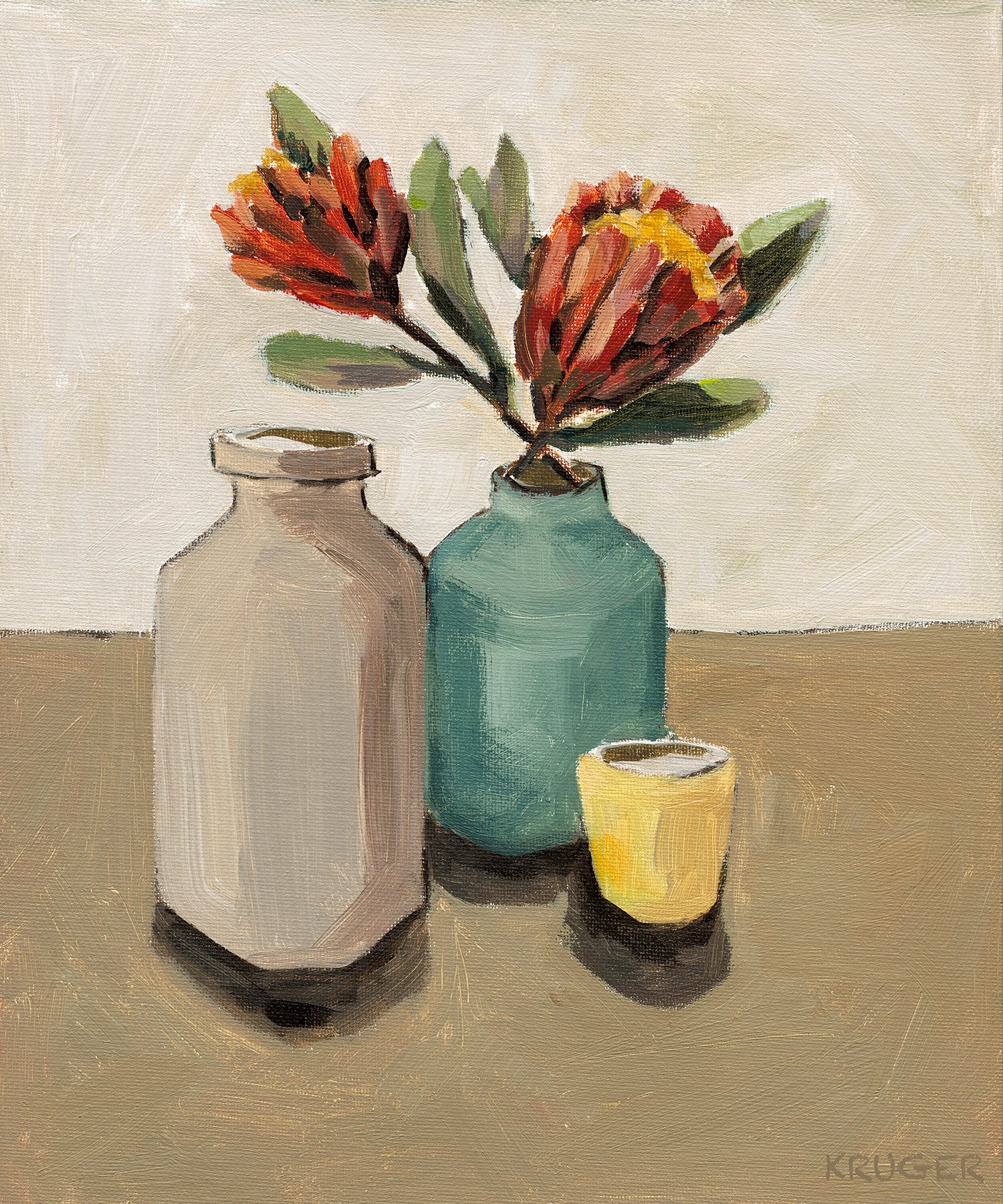  “Protea set”, acrylic on canvas, 32.5 x 27.5cm 