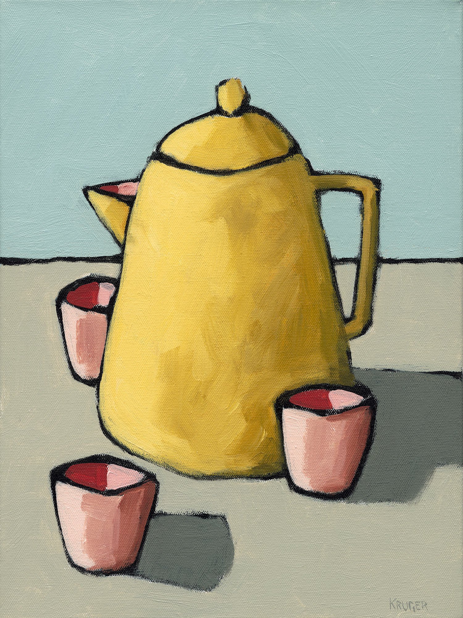  “Three pink tumblers”, acrylic on canvas, 43 x 33cm 