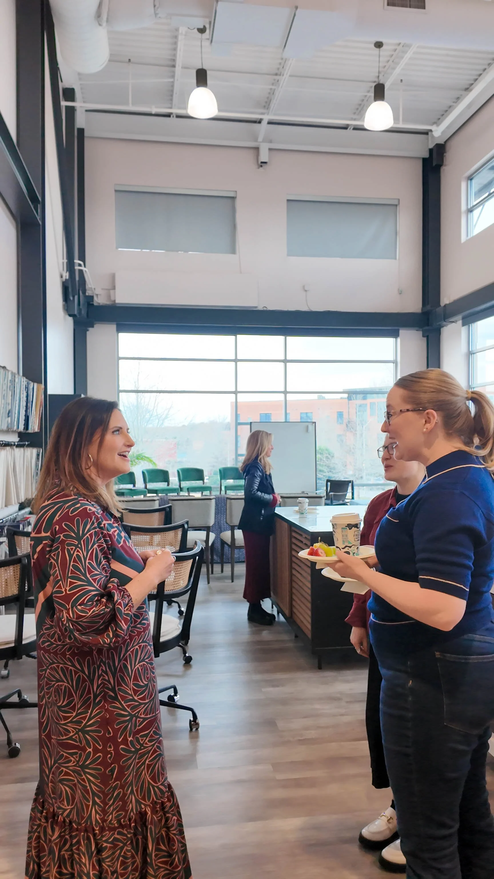Cat french design lead interior designer rebecca at the women of design event in the cat french design studio in chapel hill