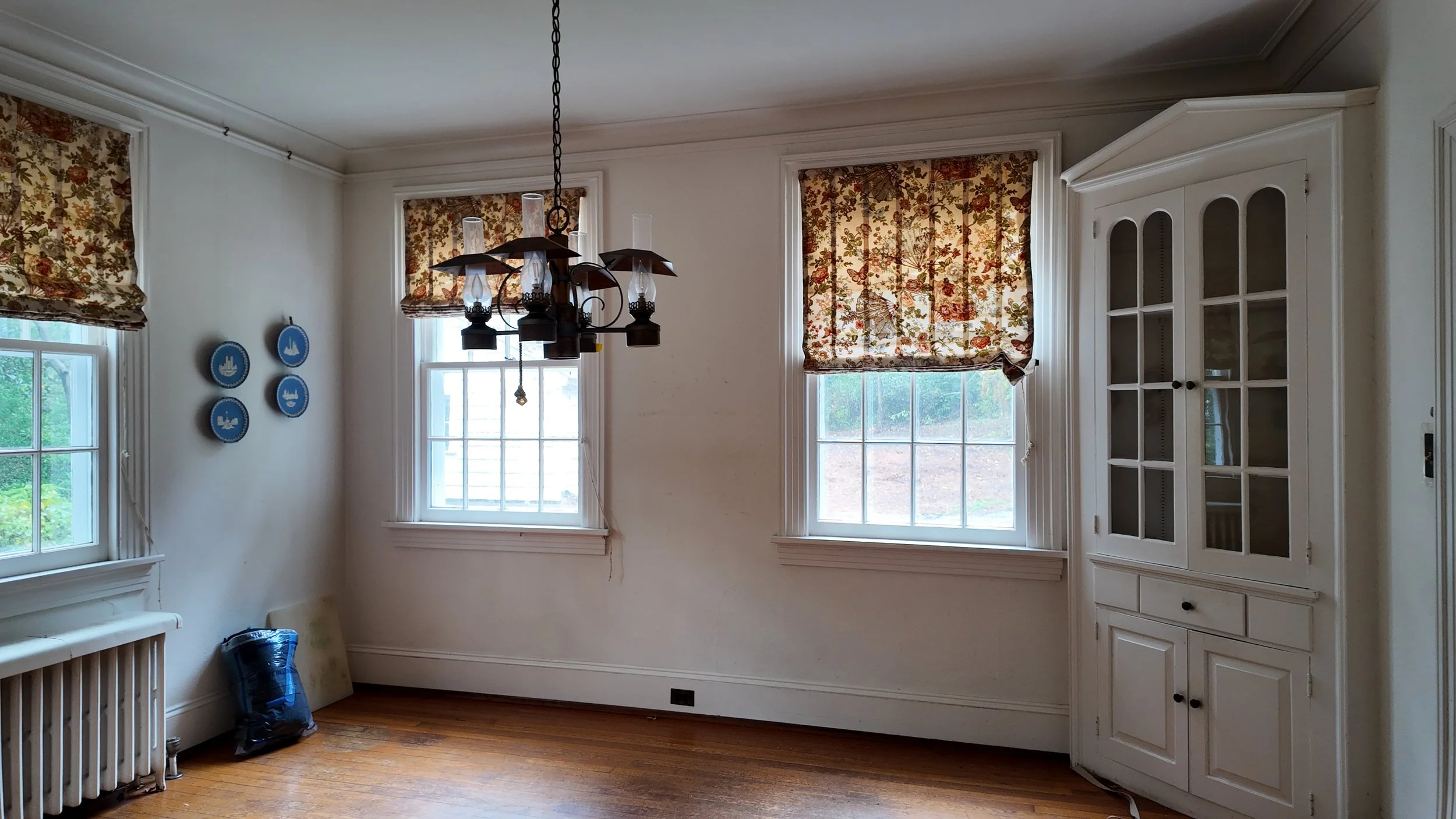 dining room with built-in china hutch chapel hill nc renovation by cat french design chapel hill interior designer durham interior designer