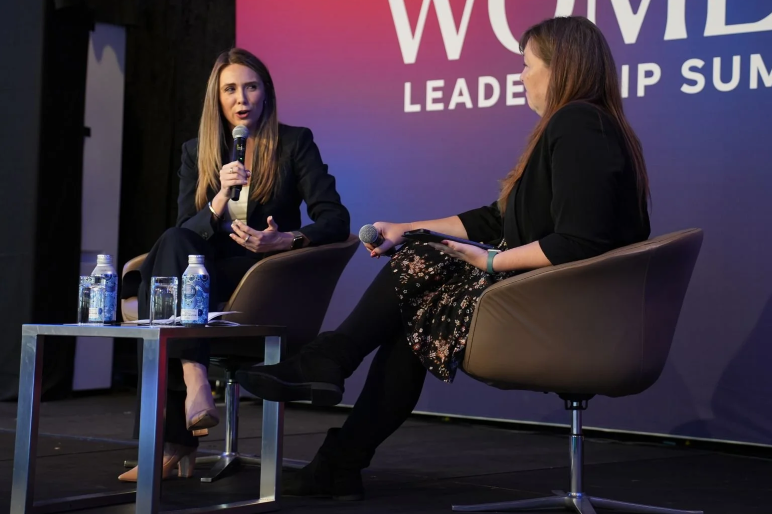 Eleanor interviewing Hon Meaghan Scanlon at a conference