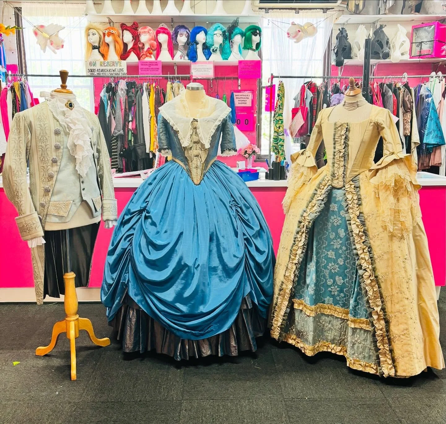 Some beautiful blue Belles and Beaus for you this Monday. These incredibly ornate costumes are some of our favourites - It&rsquo;s all in the details! 💙💙💙#costumehire #periodcostume #silkfabric #eigthteenthcenturyfashion