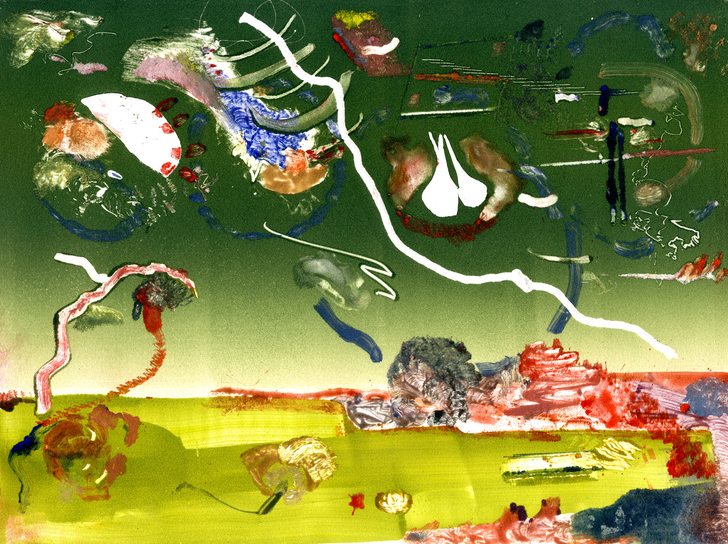 'draw draw', monotype on paper, 2026