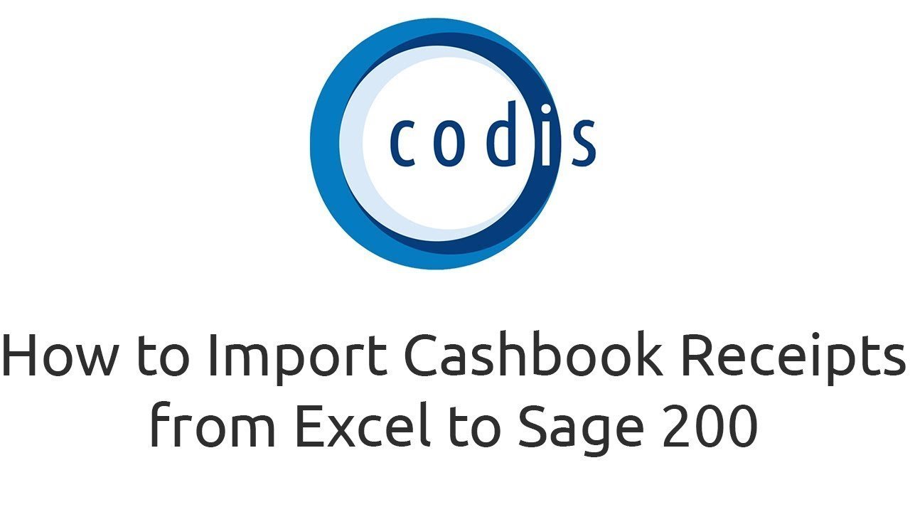 Post Cashbook Receipts From Excel to Sage 200