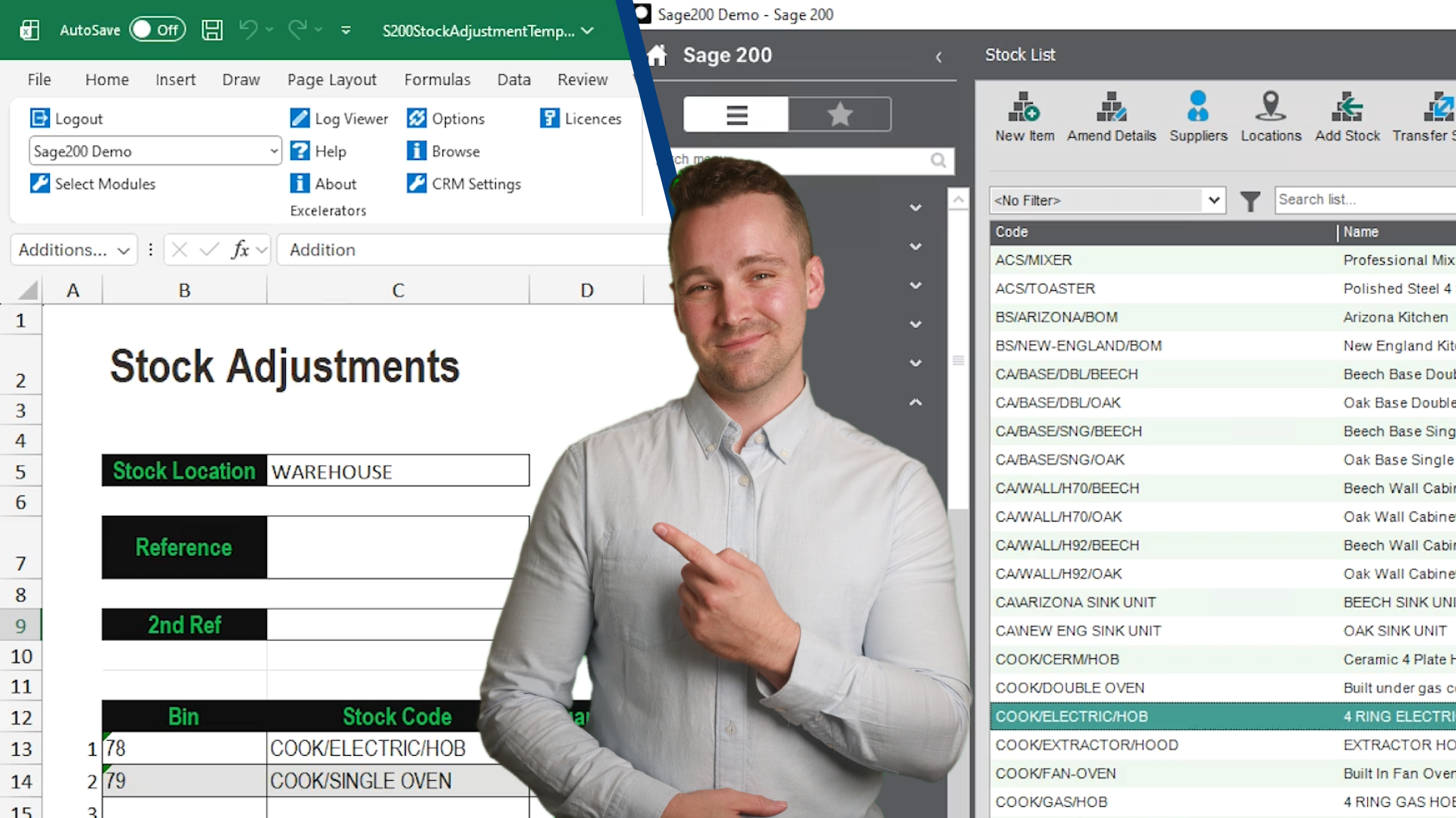 Adjust Sage 200 Stock using Excel