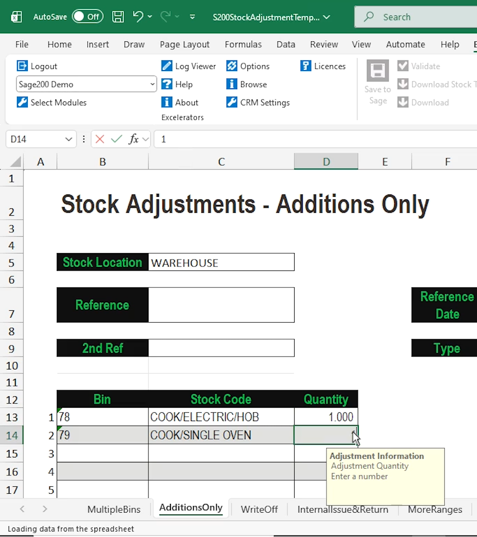 adjusting stock qunatity