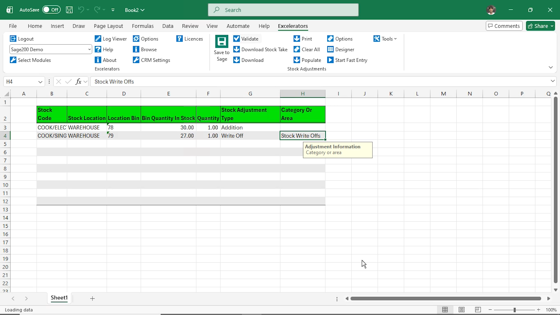 making adjsutments and choosing categoory or area