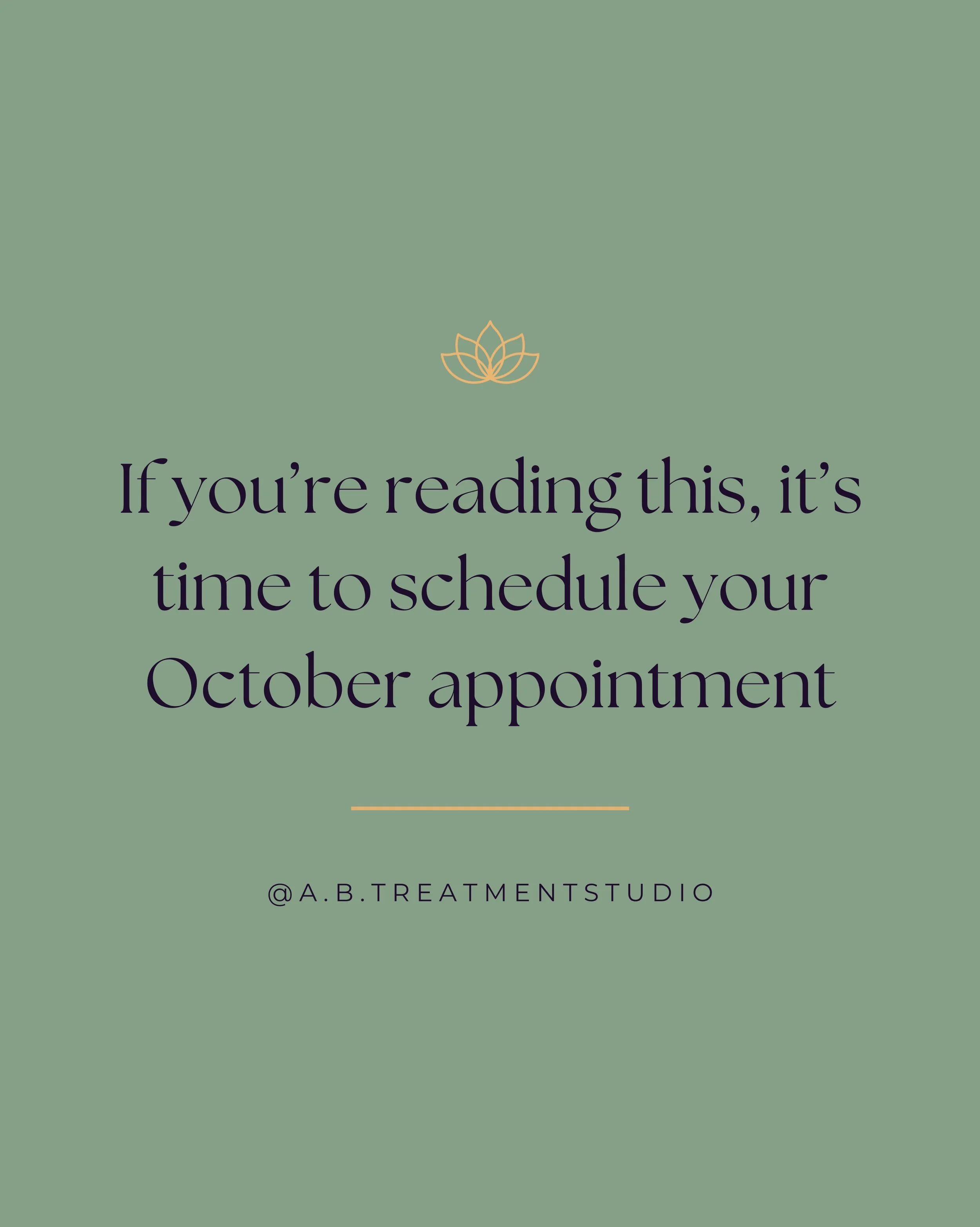 Your reminder to book Octobers appointment 🤍

📍 The Old Forge, West Street, Rhayader

Appointments are available now. If you&rsquo;re in need of some time to relax and reset, send me a message or head to the link in my bio to book. ✨

https://books