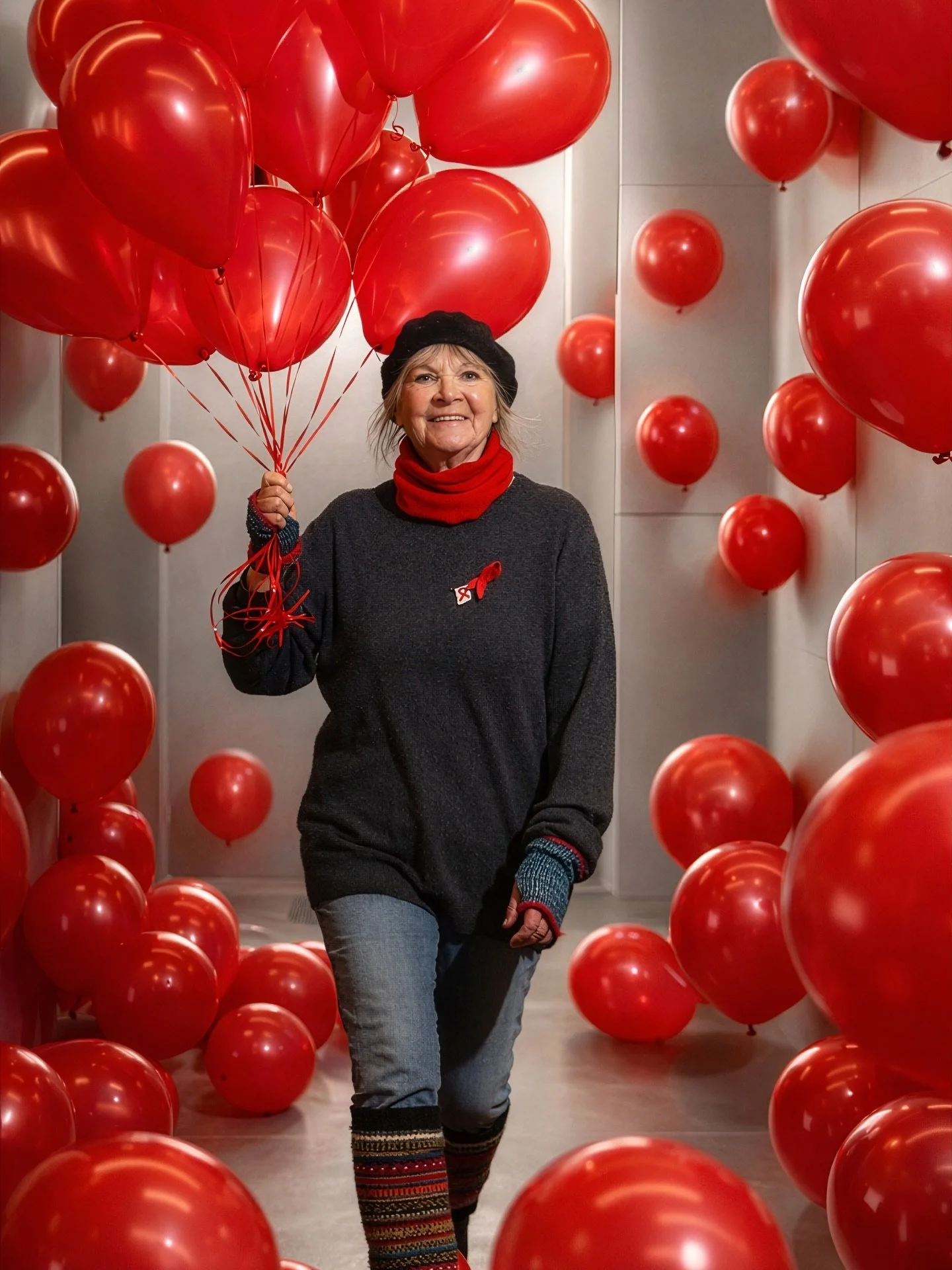 Telluride Icons B&Auml;RBEL:
B&auml;rbel understands that art can be an offering. Her long devotion to the TAB art auction helped shape a culture where creativity meets compassion. The Manzini Youth Care pins she wears are small but luminous symbols 