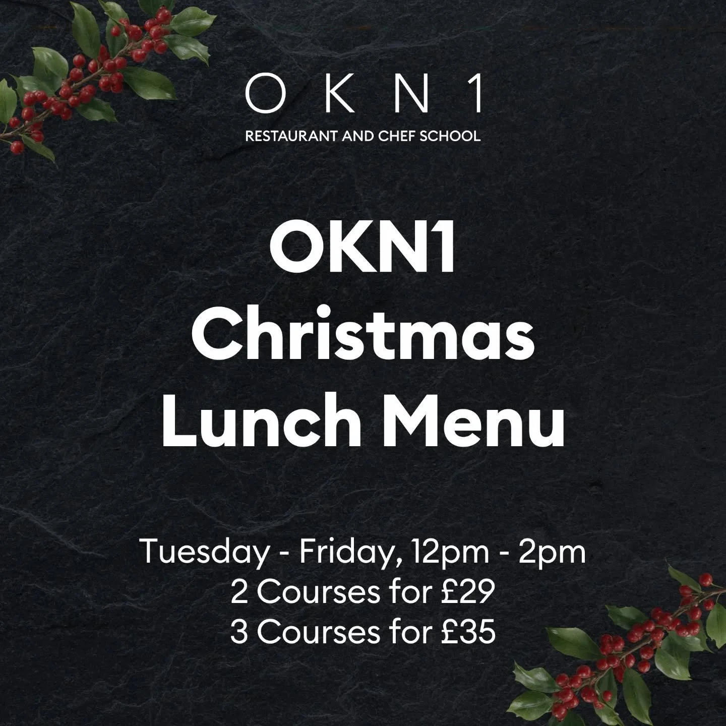 Our Christmas lunch and dinner menu has dropped and we can't wait to welcome you!

Indulge in festive flavours with our Christmas Lunch, featuring seasonal starters, delicious mains like our Turkey Feast or Mushroom &amp; Nut Wellington, and decadent