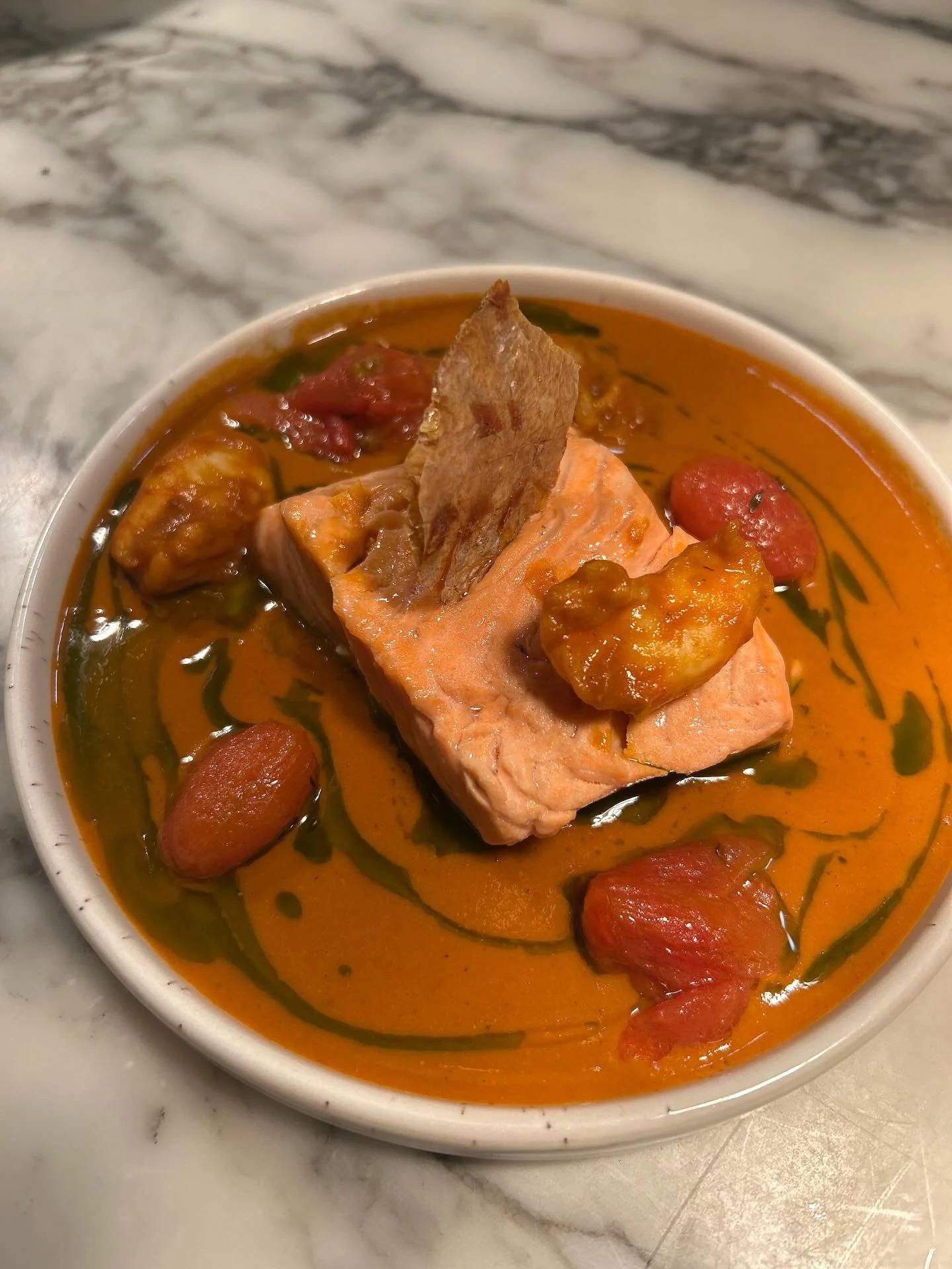 Steamed Fish of the Day 
confit cherry tomatoes, curried shrimp bisque, crispy fish skin

Available until 21 November

Thursday and Friday, 6pm - 10pm (last order 8:30pm)

#okn1 #okn1restaurantandchefschool #hoxton #hackney #chef
