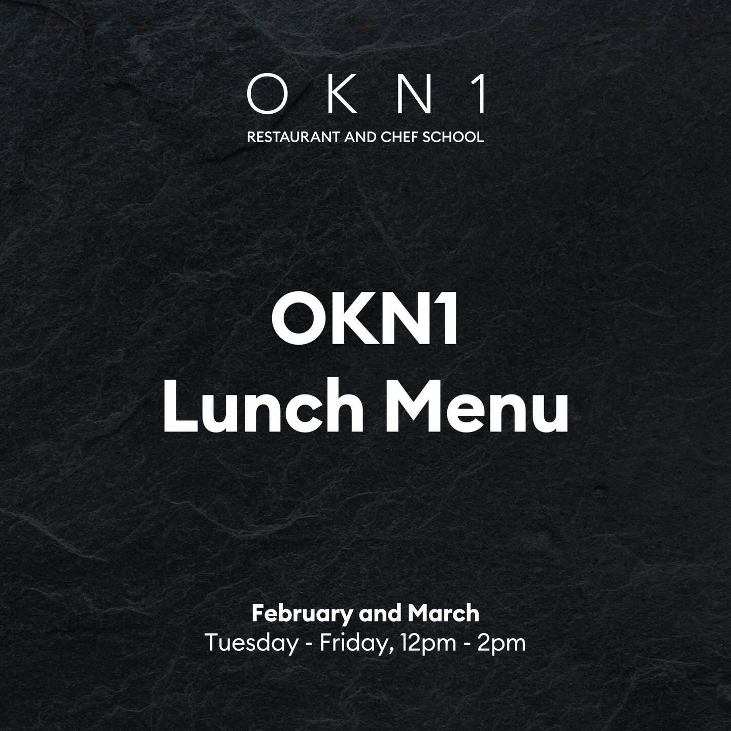 New lunch menu!

Available until 27 March

Tuesday - Friday, 12pm - 2pm

Book a table🔗

#okn1restaurantandchefschool #london #chef#lunch #hoxton