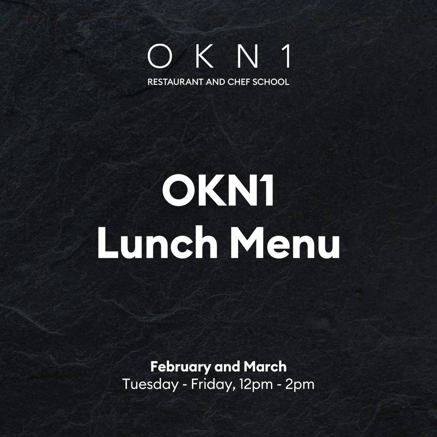 New lunch menu!

Available until 27 March

Tuesday - Friday, 12pm - 2pm

Book a table🔗

#okn1restaurantandchefschool #london #chef#lunch #hoxton