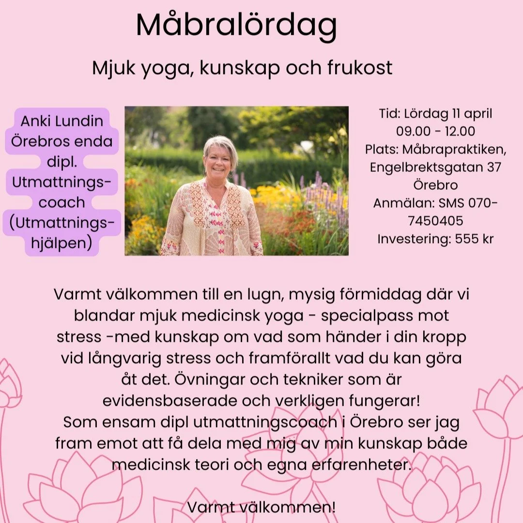 M&aring;bramorgon!

🌿L&auml;r dig om vilken vila som fungerar n&auml;r.
🌿Vad &auml;r randiga dagar &amp; veckor?
🌿Kan man bli riktigt frisk fr&aring;n utmattning? 

H&auml;ng med l&ouml;rdag 11 april s&aring; f&aring;r du svar! 

#utmattning
#stre