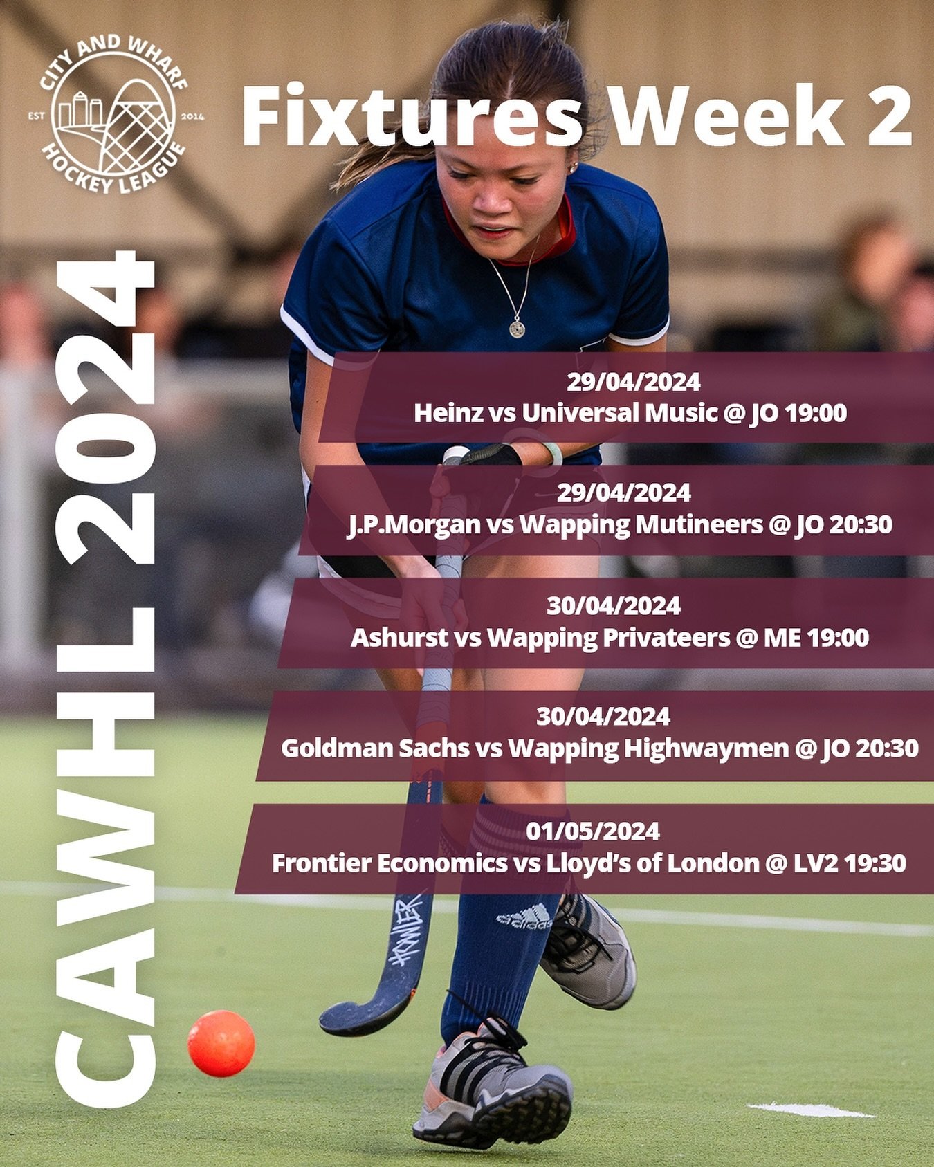 Week 2 Fixtures 🤩🏑

With the weather turning a little warmer for these matches 🤞🌆

#fieldhockey #hockey #citywharfhockey #londonhockey #londonhockeyleague #englandhockey #gbhockey #mixedhockey #corporateleague #corporate #londonsport #hockeytime 