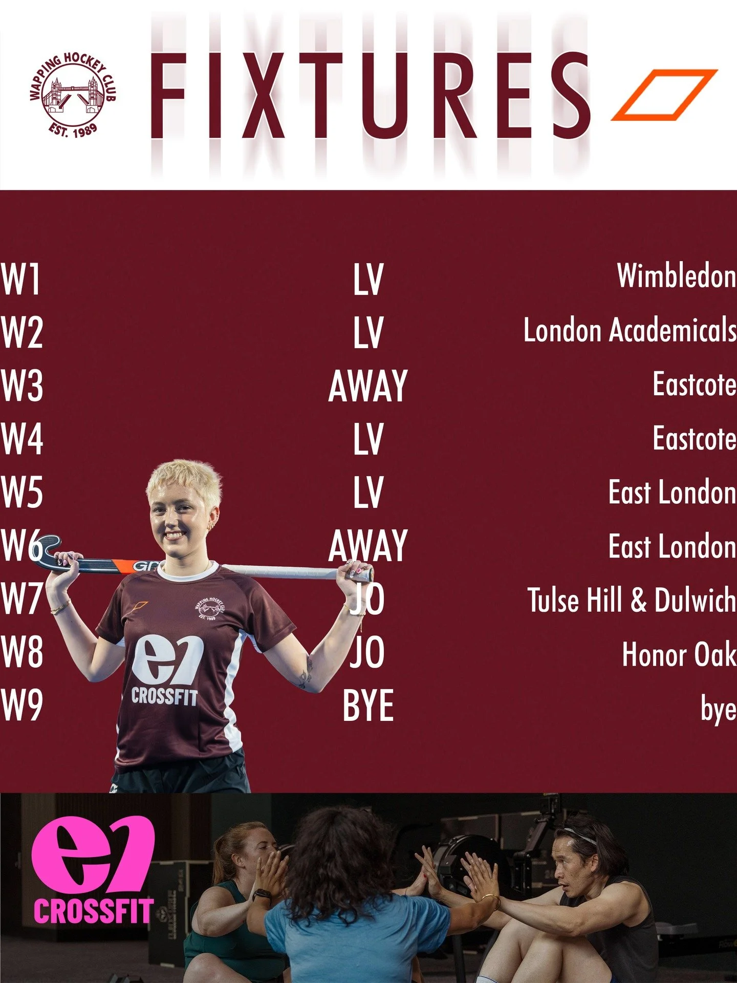 We're back from the bye week get ready gameweek six is here 🏑

Check out the fixtures!

Sponsored by @e1crossfit

#wapping #wappinghc #hockey #hockeylife #fieldhockey #hockeyplayer #hockeylove #londonhockey #hockeyplayers #sport #hockeyfamily #hocke